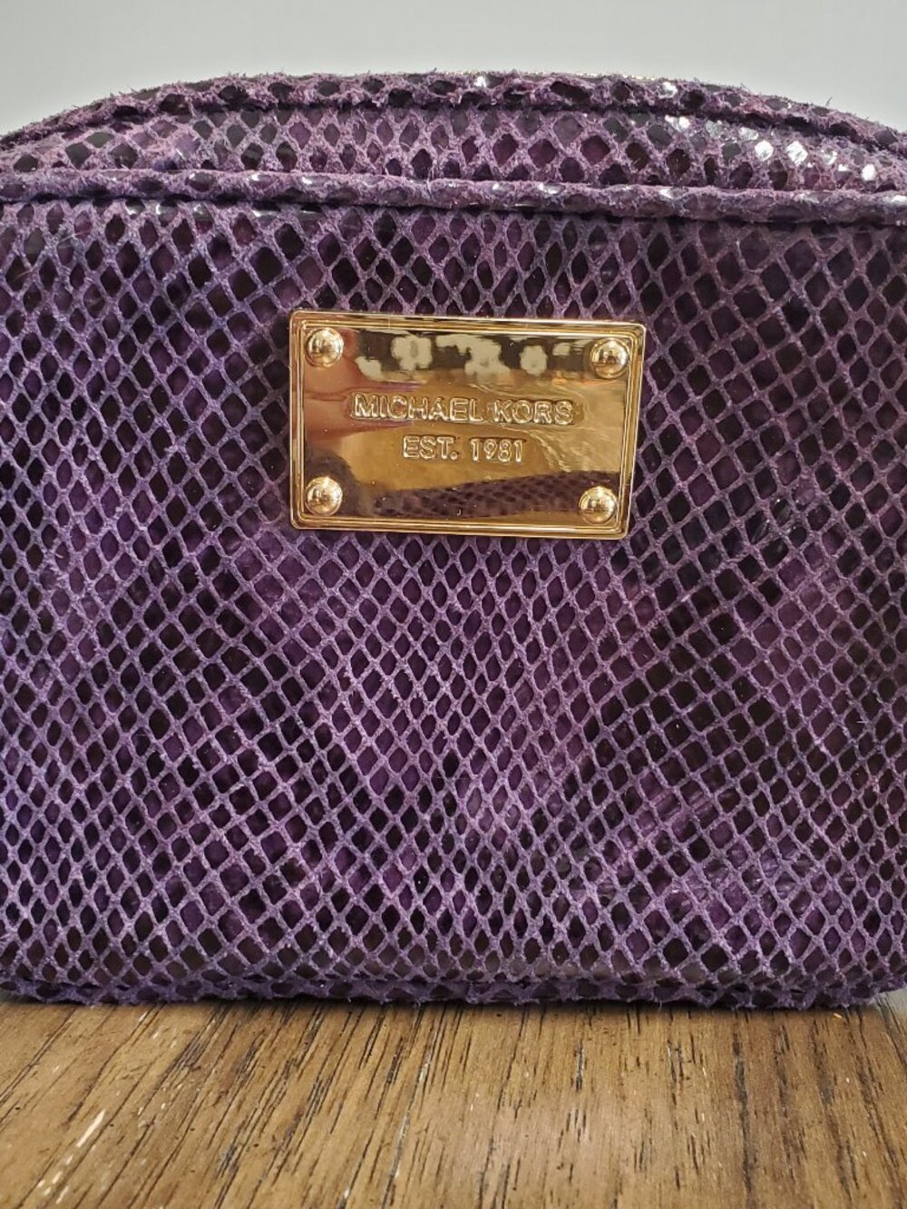 Michael Kors Purple Faux Snakeskin Crossbody